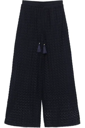 Twin-Set Wide Trousers, female, , Size: M Navy Drawstring Trousers