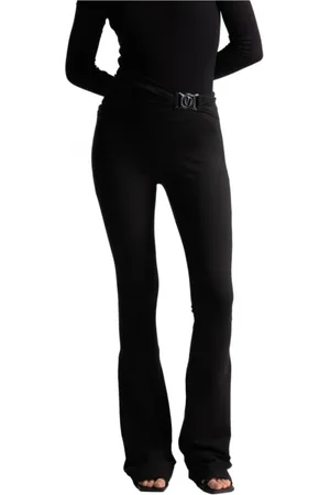 VERSACE Wide Trousers, female, , Size: S Flared Pants with V-Emblem Logo