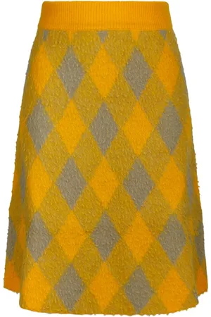 Burberry Midi Skirts, female, , Size: M Check Plaid Wool Skirt