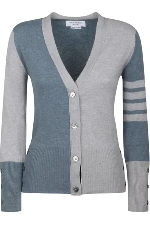 Thom Browne Cashmere Knitwear, female, , Size: 3XS Pale Grey V-Neck Cardigan Sweater