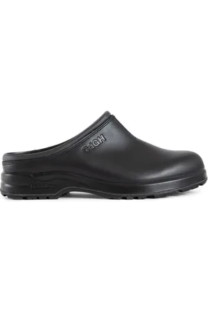 Comme des Garçons Mules, male, , Size: 12 US Waterproof Leather Clogs with Logo