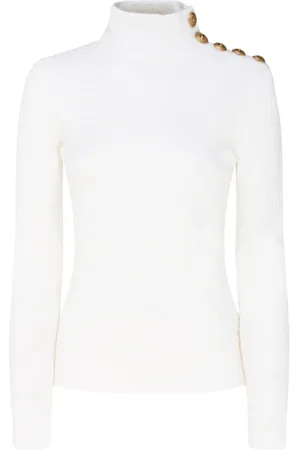 Balmain Turtlenecks, female, , Size: 2XS Chevron Knit Jumper
