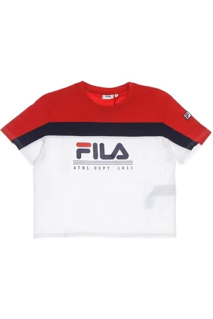 Fila T-Shirts, female, , Size: L Cropped Tee Bright White/Red/Blue