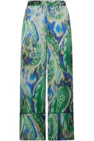 SIMONA CORSELLINI Wide Trousers, female, , Size: S Cropped Wide Leg Pants with Gradient Print