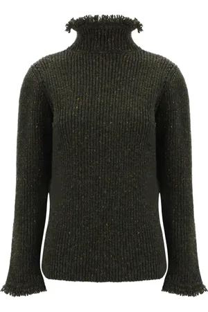 Burberry Turtlenecks, female, , Size: M Fringed Wool Knit Sweater