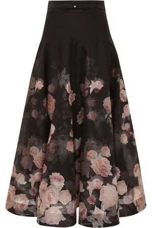ZIMMERMANN Midi Skirts, female, , Size: M Silk Linen Midi Skirt
