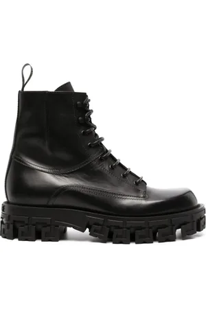 VERSACE Lace-up Boots, male, , Size: 7 US Leather Shoes