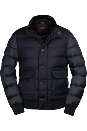 MOORER Winter Jackets, male, , Size: M Navy Padded Bomber Jacket Acqua Line