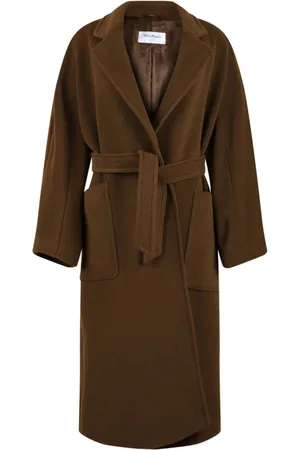 Max Mara Belted Coats, female, , Size: 4XS Leather Long Coat with Belt