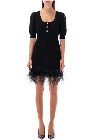 Alessandra Rich Knitted Dresses, female, , Size: S Mini Dress with Feather Trim