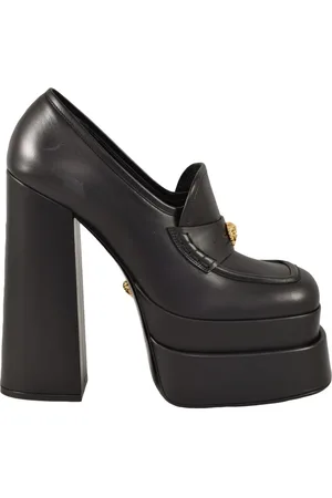 VERSACE Pumps, female, , Size: 10 US Leather Decollete Heels with Platform Sole
