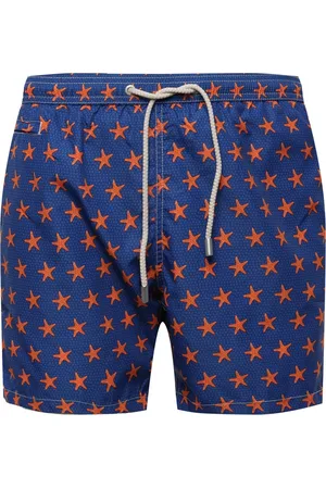 MC2 SAINT BARTH Beachwear, male, , Size: L Blue Sea Print Swim Shorts