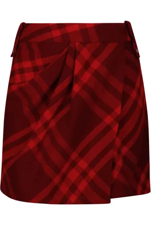Burberry Short Skirts, female, , Size: 2XS Check Pattern Wool Miniskirt