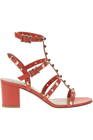 VALENTINO GARAVANI High Heel Sandals, female, , Size: 7 1/2 US Studded Leather Low Heel Sandals