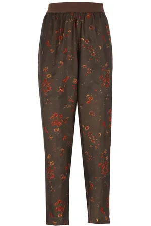 UMA WANG Wide Trousers, female, , Size: L Floral Pattern Elastic Waist Trousers