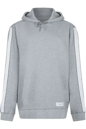 Tommy Hilfiger Hoodies, male, , Size: S Grey Hoodie with Decorative Stripe