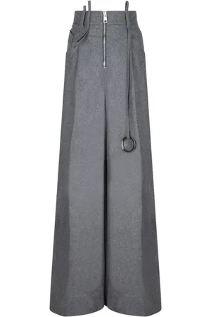 The Attico Wide Trousers, female, , Size: 2XS Grey Wide Leg Wool Trousers