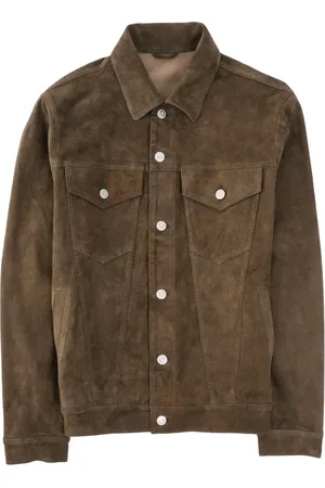 GIORGIO BRATO Leather Jackets, male, , Size: L -brown Leather Denim Jacket