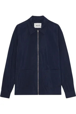 NN.07 Light Jackets, male, , Size: L Navy Zipper Hybrid Poplin Shirt
