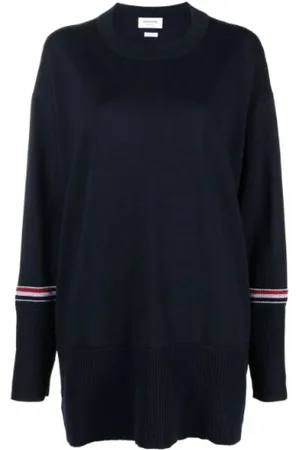 Thom Browne Round-neck Knitwear, female, , Size: 2XS Crew Neck Pullover Sweater