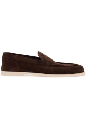 JOHN LOBB Loafers, male, , Size: 12 US Dark Suede Velcro Casual Shoes