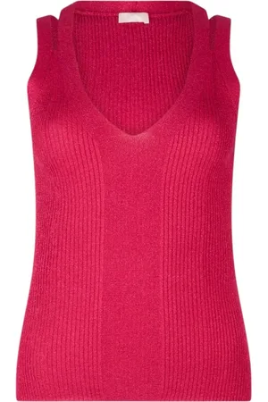 Liu Jo V-neck Knitwear, female, , Size: S Elegant Mixed Fabric Blouse