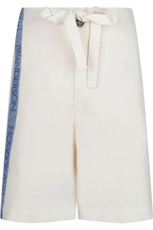 J.W.Anderson Casual Shorts, female, , Size: 2XS Cream Bermuda Shorts with Logo Band