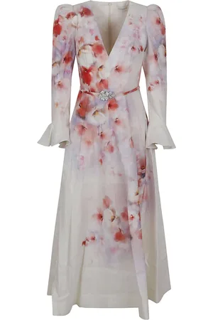 ZIMMERMANN Maxi Dresses, female, , Size: L Pink Purple Linen Dress