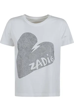 Zadig & Voltaire T-Shirts, female, , Size: M Heart Strass Cotton T-shirt White