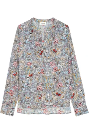 Zadig & Voltaire Blouses, female, , Size: XS Blue Floral Print Viscose Blouse