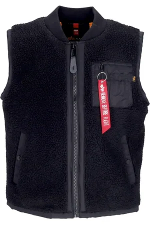Alpha Industries Vests, male, , Size: M Sherpa Sleeveless Zip Vest