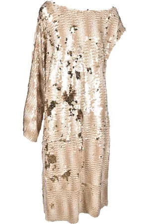 ERIKA CAVALLINI Party Dresses, female, , Size: L Sequin Long Dress with Asymmetric Sleeves