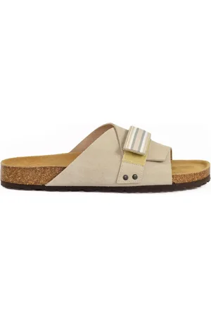 ELEVENTY Sliders, male, , Size: 7 US Suede Rubber Sole Slip-On Sandal