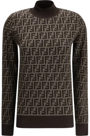 Fendi Turtlenecks, female, , Size: L Jacquard Cotton Turtleneck Sweater