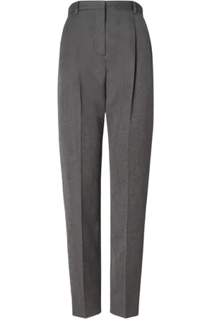 Tory Burch Tapered Trousers, female, , Size: L Grey Wool High-Waisted Trousers