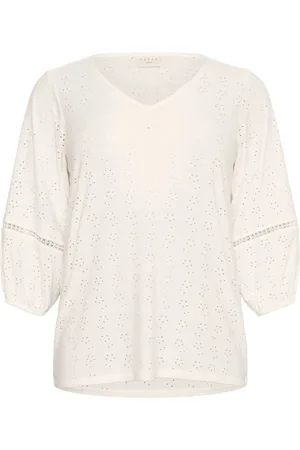 Kaffe Blouses, female, , Size: L Feminine V-Neck Blouse with Puff Sleeves