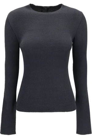 Giorgio Armani Round-neck Knitwear, female, , Size: S Ribbed Sweater with Modern Fit