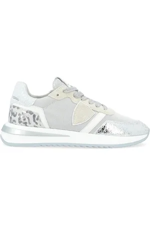 Philippe model Sneakers, female, , Size: 6 US Silver Fabric and Leather Sneaker 2.1