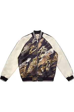 Evisu Bomber Jackets, male, , Size: M Brocade Souvenir Kamon Applique Blue/Gold Jacket