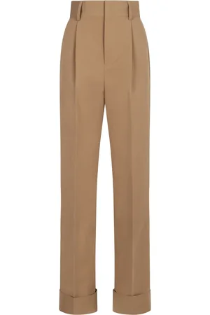 Serafini Straight Trousers, female, , Size: S Wide-leg Wool Trousers with Front Pleats