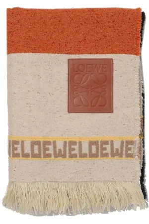 Loewe Winter Scarves, male, , Size: ONE SIZE Wool Blend Blanket with Fringe Finish