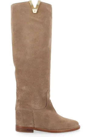 Via Roma High Boots, female, , Size: 9 US Champagne Velour Boots