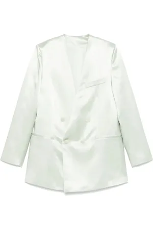Serafini Blazers, female, , Size: M Double-Breasted Jacket with Shoulder Pads