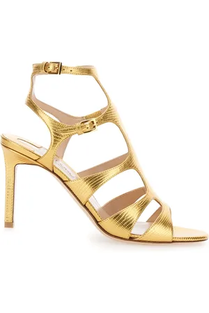 Tom Ford High Heel Sandals, female, , Size: 10 US Grey Heeled Leather Décolleté with Straps