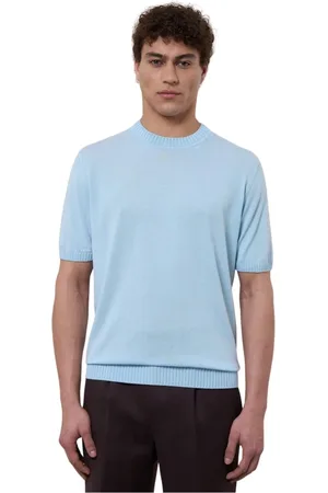 FILIPPO DE LAURENTIIS Round-neck Knitwear, male, , Size: M Lightweight Crepe T-shirt in Sky