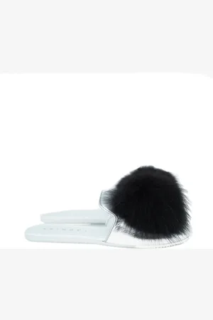 JOSHUA SANDERS Mules, female, , Size: 8 US Leather and Fur Mules with Rubber Sole