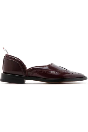 Thom Browne Ballerinas, female, , Size: 6 US Burgundy Loafers with RWB Stripe