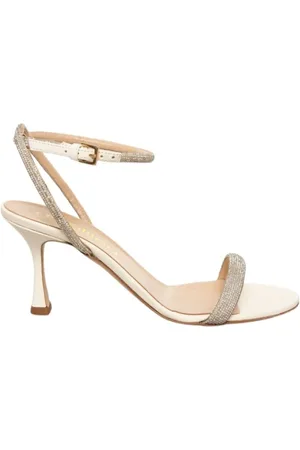 NINALILOU High Heel Sandals, female, , Size: 10 US Ivory Jewel Sandal - Leather