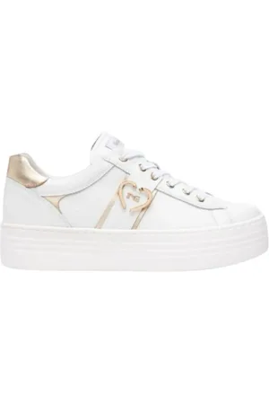Nero Giardini Sneakers, female, , Size: 10 US Metallic Gold Logo Leather Sneakers