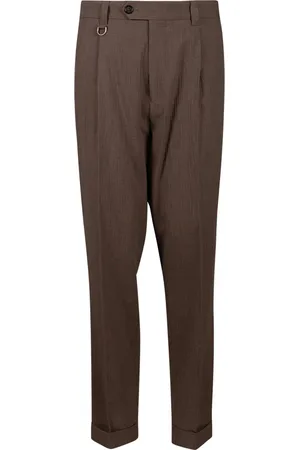 Paolo Pecora Suit Trousers, male, , Size: L Tailored Chino with Pleats and Turn-up